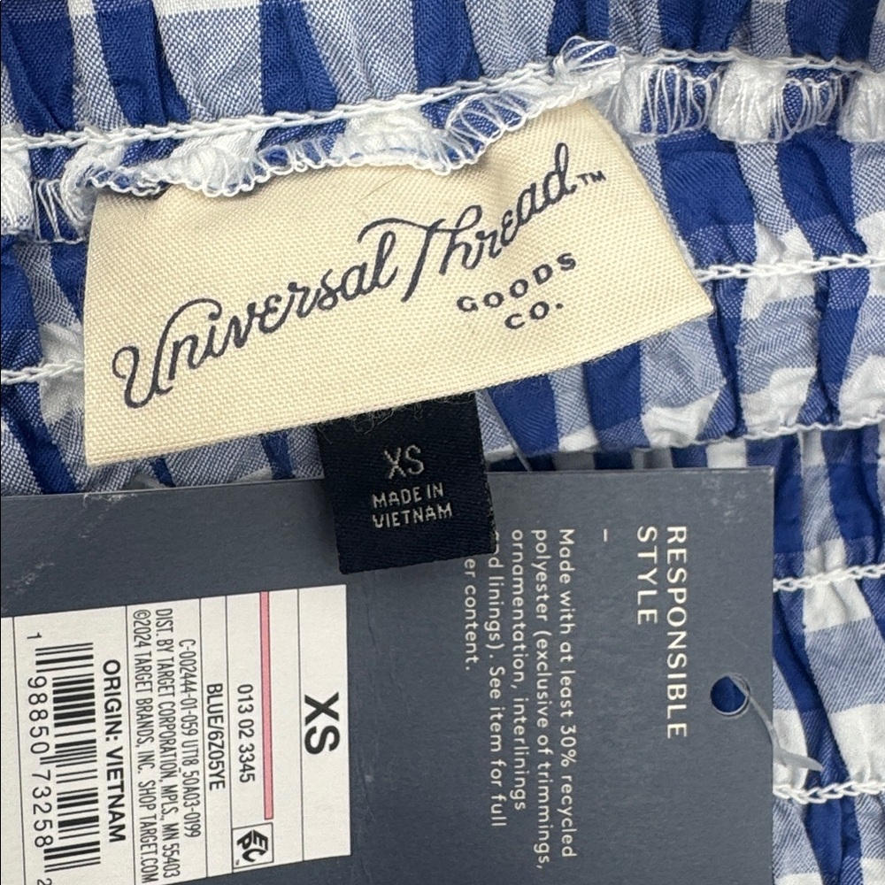 Universal Thread Women's XS Blue Gingham Smocked Tube Top - Picture 4 of 7